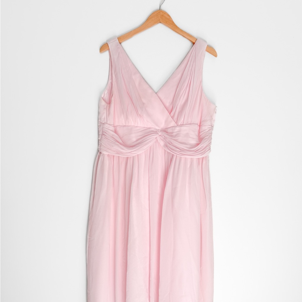Donna Morgan blush V-neck Bridesmaid dress